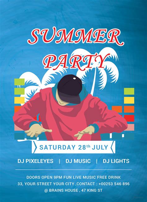 Free DJ Summer Party Invitation Template in Adobe Photoshop ...