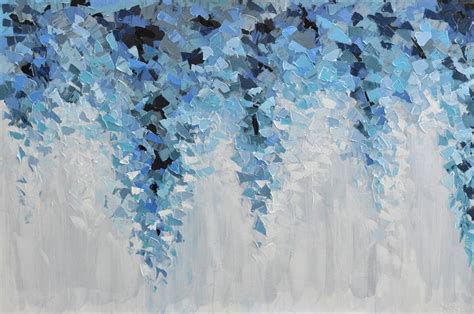 Abstract Painting on Canvas, Original Acrylic Blue Grey Wall Art Canvas, Palette Knife Art ...
