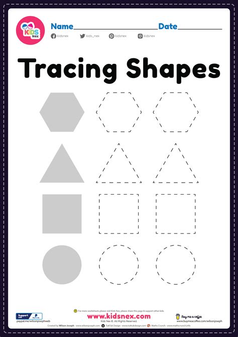 Printable Free Worksheet for Tracing Shapes for Preschool