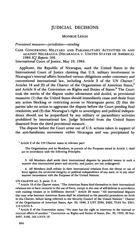 Case Concerning Military and Paramilitary Activities in and against Nicaragua (Nicaragua v ...