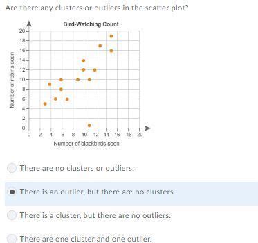 are there any cluster or outliers in the scatter plot? - brainly.com