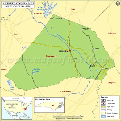 Harnett County Map, North Carolina