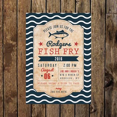 DIY Printable Fish Fry Invitation. Backyard BBQ Fish Fry Party | Fish fry party invitations