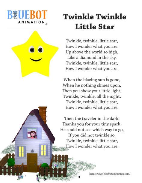 Twinkle Twinkle Little Star | Nursery rhymes lyrics, Nursery rhymes ...