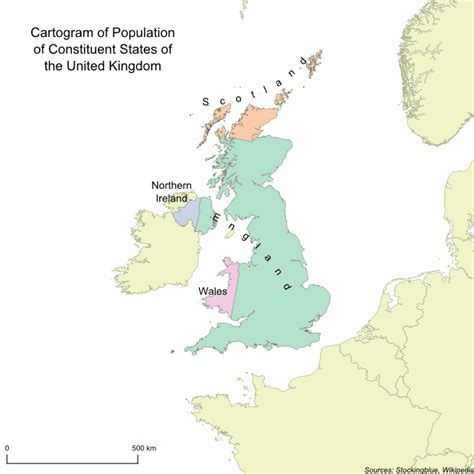 Population Cartogram of Constituent States of the United Kingdom ...