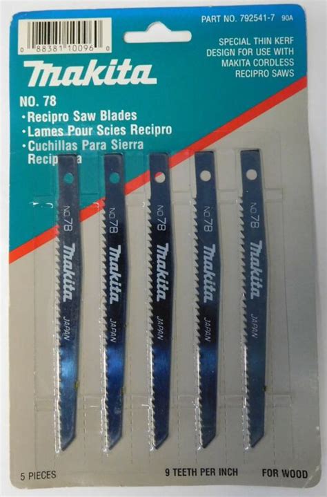 Makita 792541-7 4‑3/4 x 9 TPI For Wood Reciprocating Saw Blades 5 Pack Japan 88381100960 | eBay