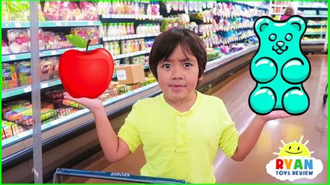 Ryan with Kids Size Shopping Cart Learn Healthy Food Choices!!! - YouTube