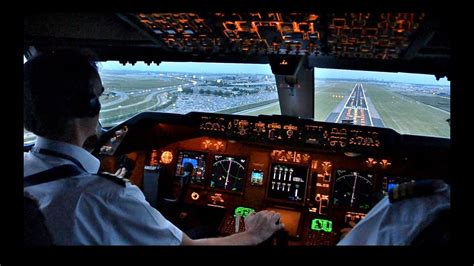 KLM B747-400ERF Beautiful Landing at AMS - Cockpit View - YouTube