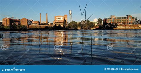 Columbus GA Skyline on the Chattahoochee River Stock Image - Image of ...