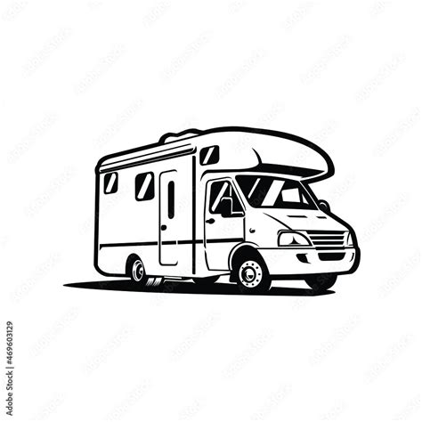 Caravan RV camper van vector isolated monochrome silhouette Stock ...