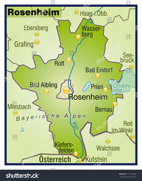 Map of Rosenheim as an overview map in green - Royalty Free Stock Photo 171401888 - Avopix.com