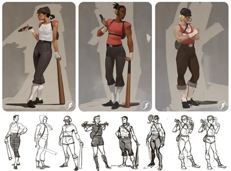 Here's the female Team Fortress 2 character concepts that never made it into the game - VG247