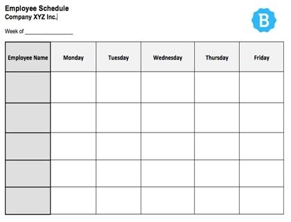 Printable Blank Weekly Schedule Sheet