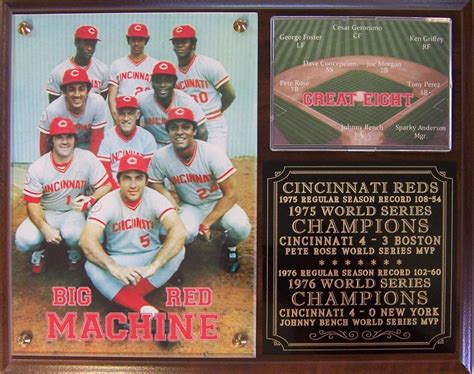 1975-76 World Series Champions Cincinnati Reds Big Red Machine Photo Plaque