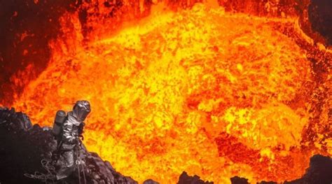 Watch as this daredevil climbs deep inside an active, magma-filled ...