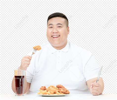 Young Obese Male Eating Fried Chicken Cola PNG Transparent And Clipart Image For Free Download ...