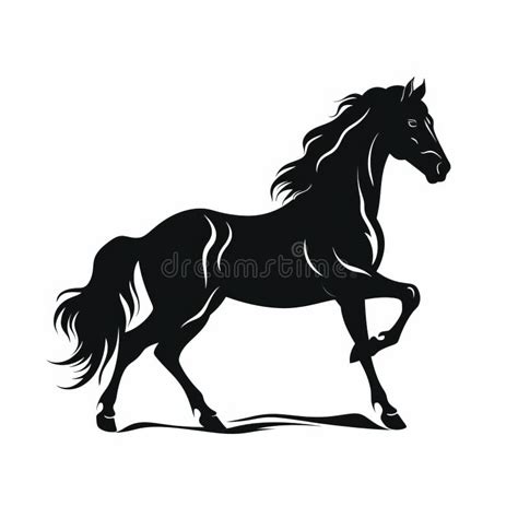 Black Horse Running Graphic Symbolism and Clean Design Stock Illustration - Illustration of ...