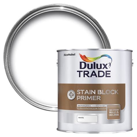 Dulux Trade Stain Block Plus White Matt Stain Block 2.5L | Departments | DIY at B&Q