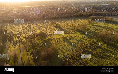 Aerial view of Anfield Cemetery and Crematorium Stock Photo - Alamy