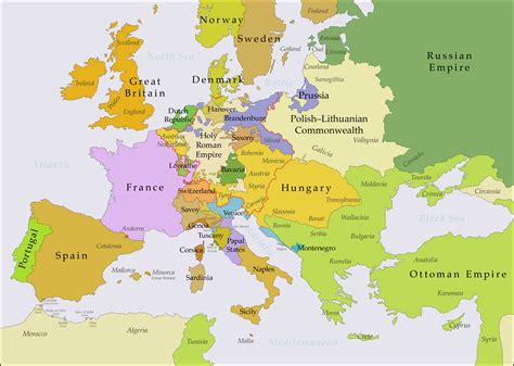 Europe 1750 | Europe map, Europe, Map