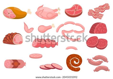 Cartoon Fresh Raw Meat Flat Style Stock Vector (Royalty Free ...