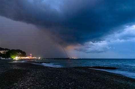 Premium Photo | Tornado at sea tornado on the black sea in the evening