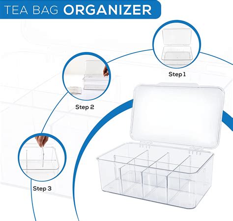 Utopia Home 3 Pack Tea Bag Organizer - Stackable Tea Bag Storage Organizer with Clear Top Lid ...