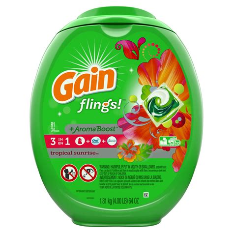 Gain Flings! +AromaBoost Laundry Detergent Pacs, Tropical Sunrise, | Walmart Canada