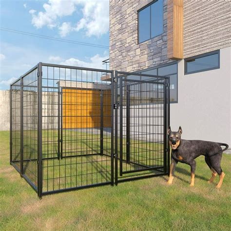 Jaxpety 8-Panel 45.7"H Heavy Duty Dog Kennel Fence Enclosure Foldable Metal Dog Pen Black Indoor ...