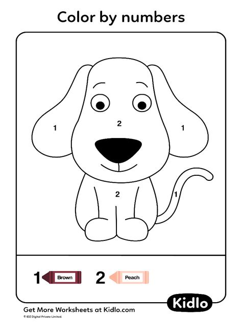 Color By Numbers - Animals Worksheet #05 - Kidlo.com