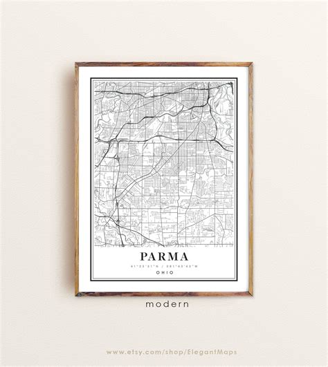 Parma Ohio map Parma OH map Parma city map Parma print | Etsy