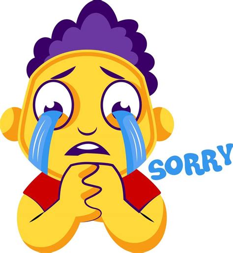 Yellow boy crying and saying sorry vector illustration on a white ...