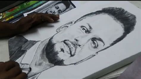 Pencil Portrait on canvas using 8b Staedtler pencil - YouTube