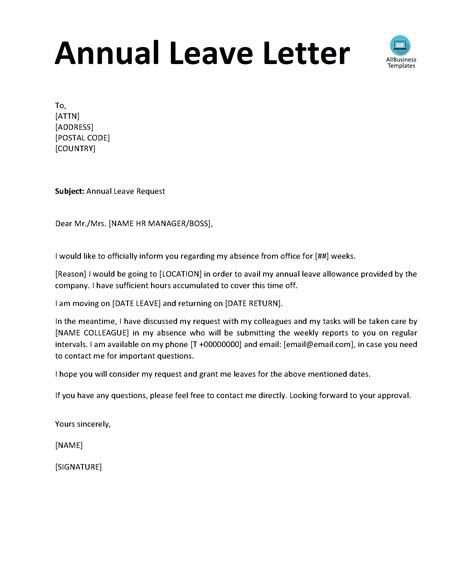 Annual Leave Request Letter | Hot Sex Picture