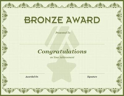 20+ Bronze Award Certificate Free Printable PDF, DOC » Template Republic