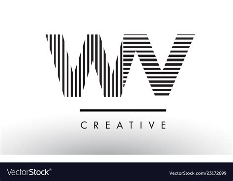 Wv w v black and white lines letter logo design Vector Image