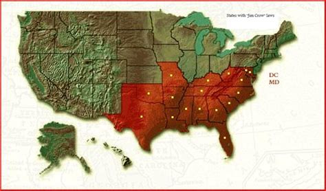 Jim Crow Laws: Map of the United States during the time of Jim Crow Laws