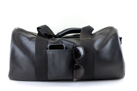 Black leather Sports Bag Luxury leather gym bag with