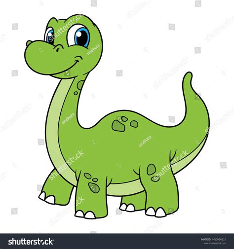 Cartoon Brontosaurus Dinosaur Vector Illustration: vector de stock ...