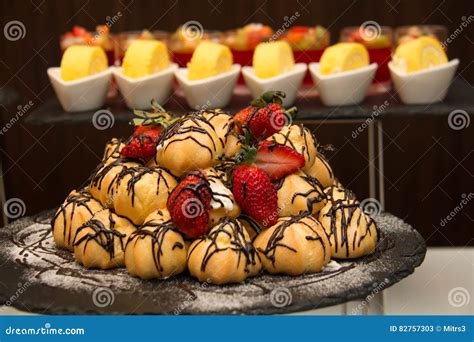 Chocolate Eclairs with Cream Filling Stock Image - Image of cream, custard: 82757303