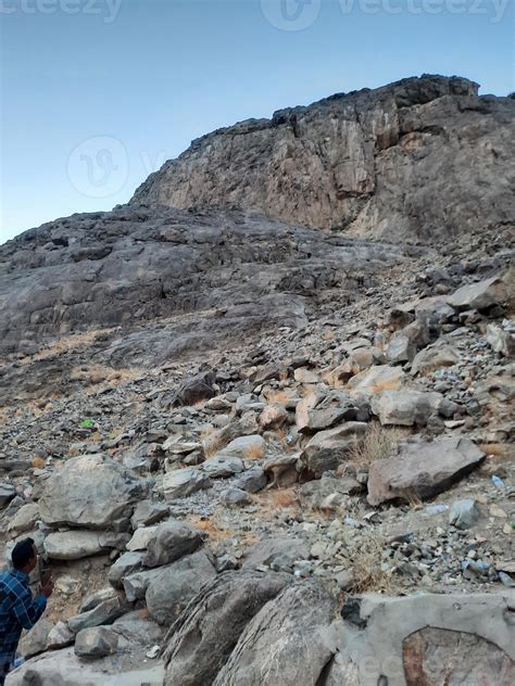 Beautiful view of Jabal Al Noor mountain in Mecca. Hira Cave is located ...