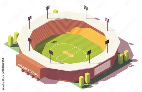 Vector isometric low poly cricket stadium Stock Vector | Adobe Stock