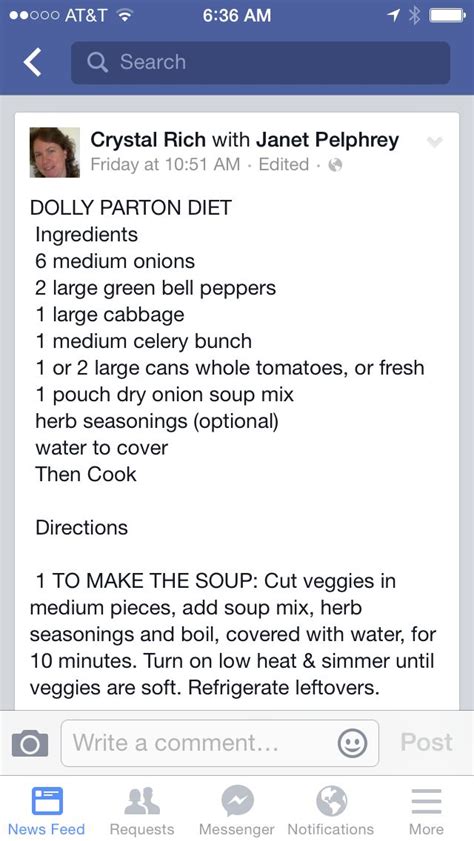 Dolly Parton Diet | Dolly parton diet, Dolly parton recipes, Diet soup recipes