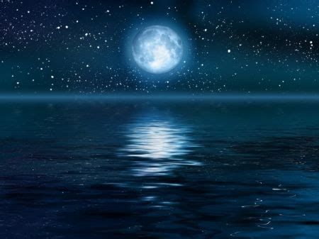 Ocean Night Sky | ... MOON OVER OCEAN - reflection, stars, ocean, sky, blue, moon, night | Ocean ...