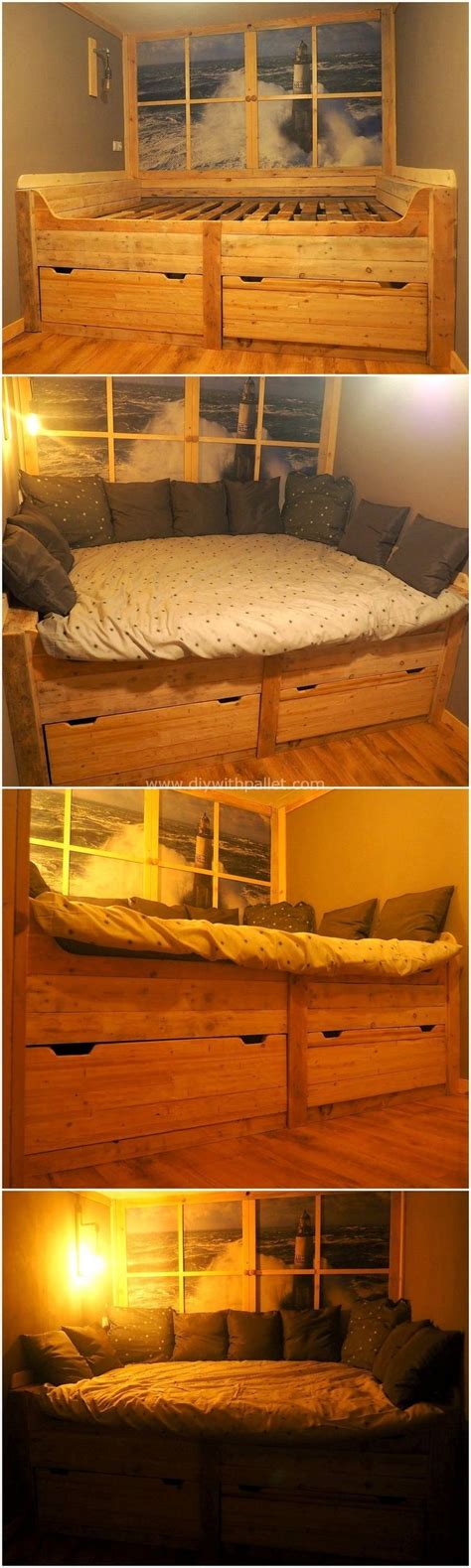 Pallet Diy, Pallet Projects, Home Projects, Recycled Pallet, Trendy Bedroom, Diy Bedroom ...