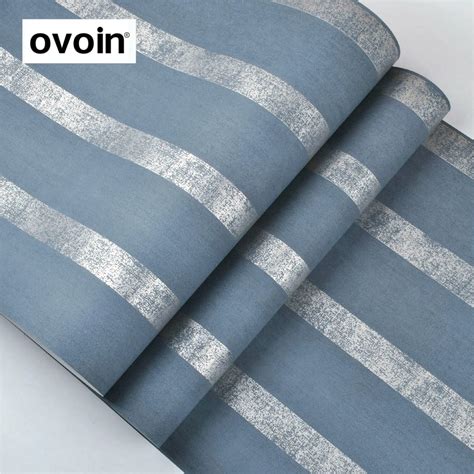 Modern Navy Blue Silver Striped wallpaper Patterns Designs Retro Vertical Striped Wall Paper ...