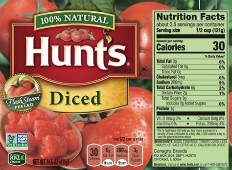 Hunts Tomato Sauce Nutrition Facts - Nutrition Ftempo