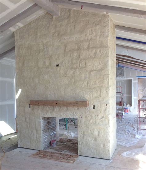 Patina farm stone fireplace with over grouting parged antique french limestone laurel home – Artofit