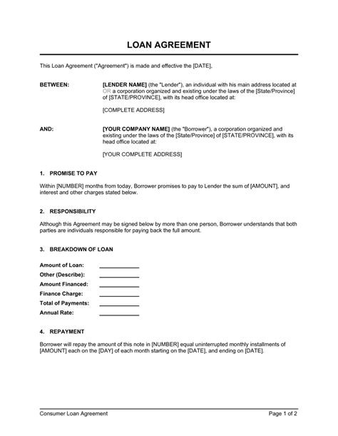 Loan Agreement Template | by Business-in-a-Box™