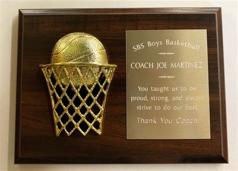 Ball & Hoop Coach's Basketball Plaque by Athletic Awards